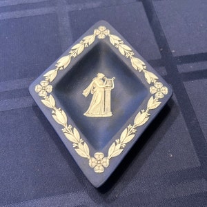 Vintage Wedgwood Portland Blue Jasperware Athena Trinket Dish
