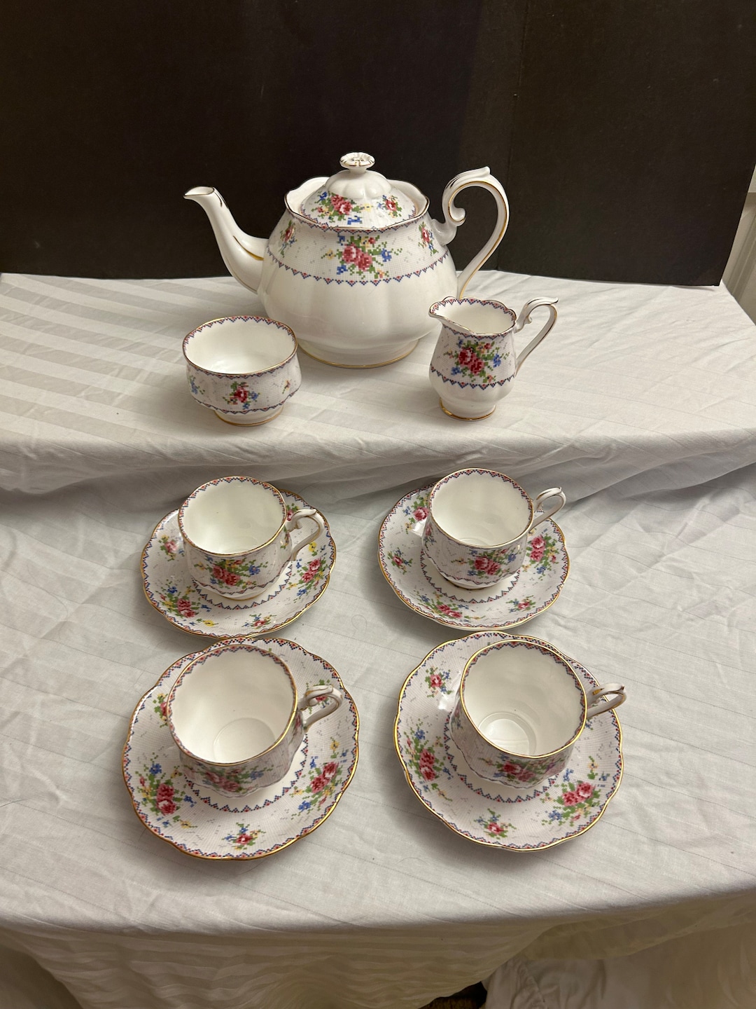 Tea Set Royal Albert Petit Point China 778676 Vintage Royal Albert