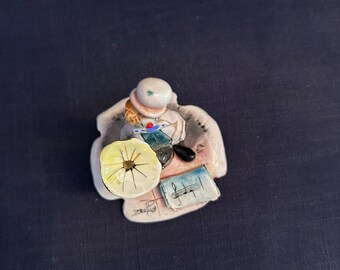 Vintage, Signed Lino Zampiva Small Porcelain Clown With Tuba