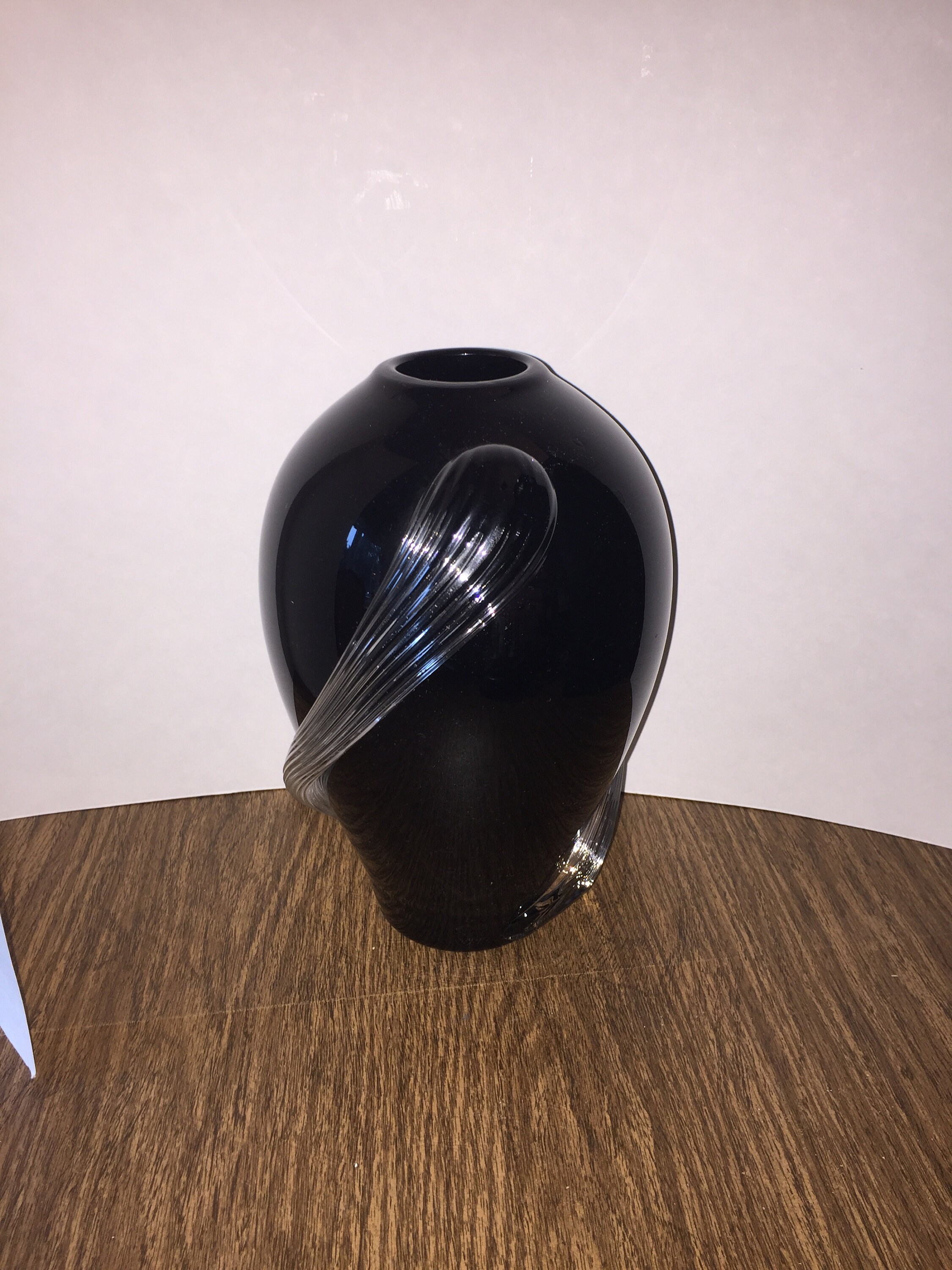 Vintage Blown Glass Art Deco Vase BLACK AMETHYST Applied Etsy
