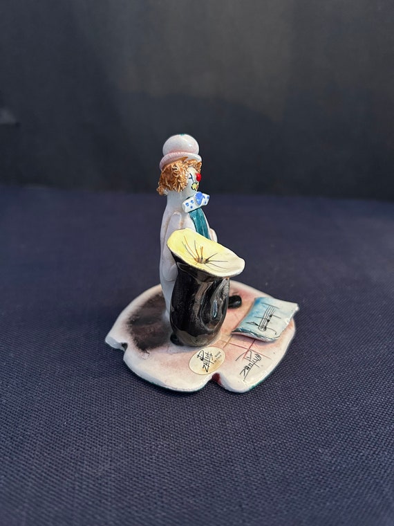 Vintage, Signed Lino Zampiva Small Porcelain Clown With Tuba