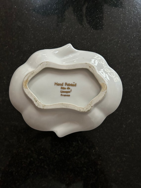 Pate De Limoges France Hand Painted Trinket/pin Dish Roses and