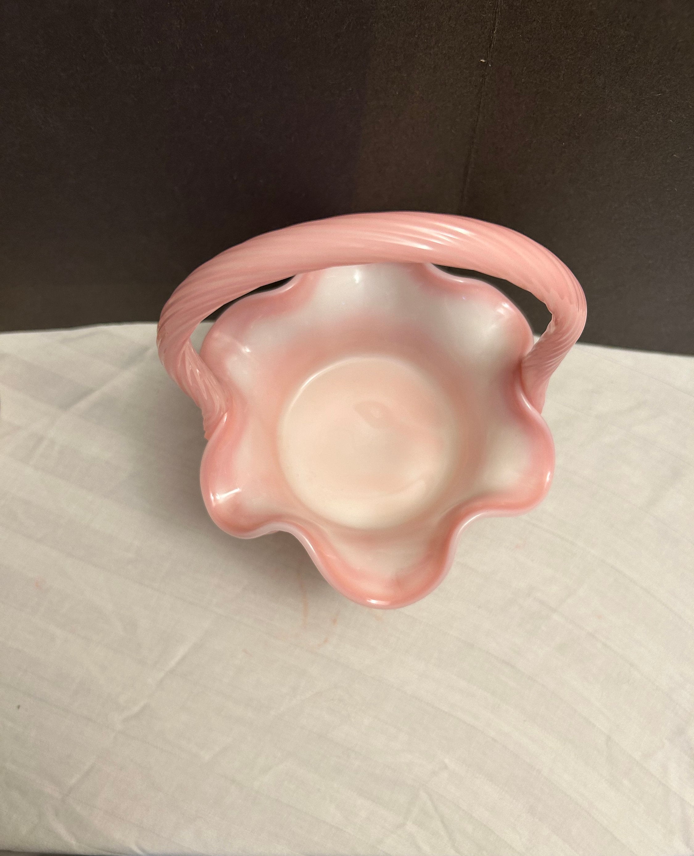 Fenton Pink Variegated Basket, Signed Bill Fenton - Etsy