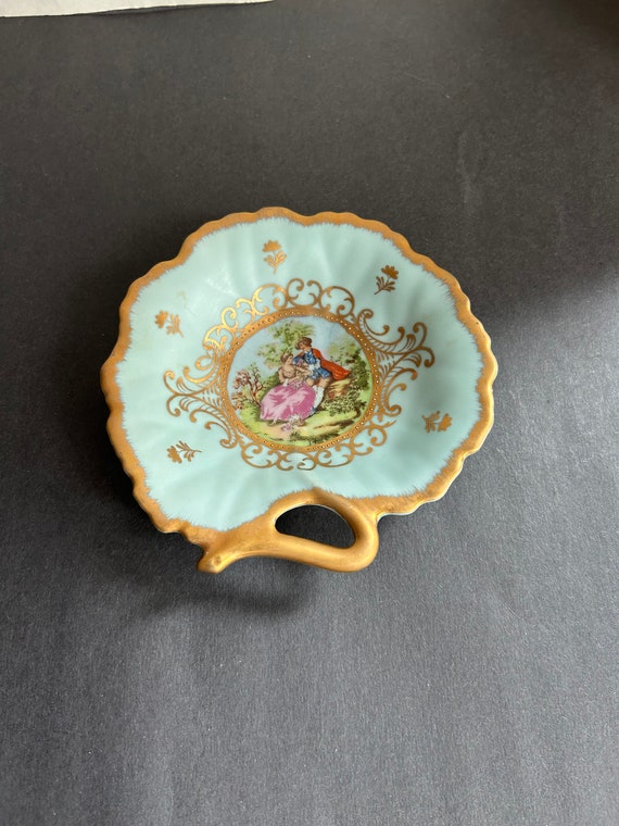 Vintage Lefton China 377 Ring Dish Victorian Cour… - image 1