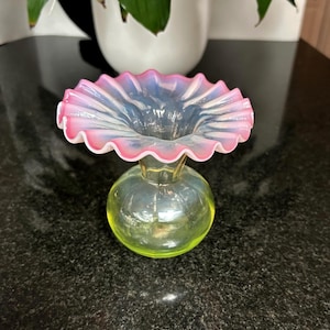 Antique Vaseline Glass Vase - Etsy