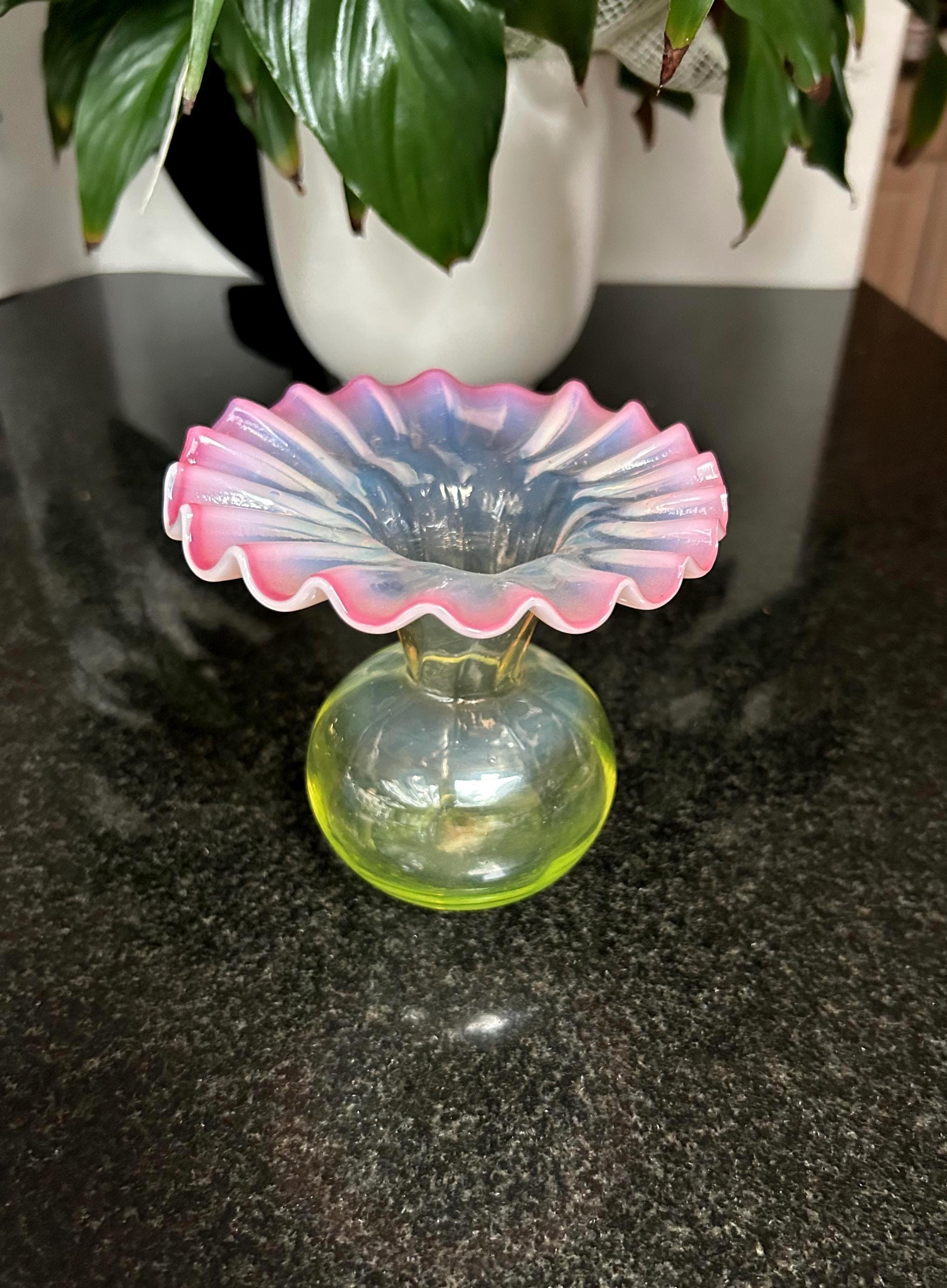 Antique Vaseline Glass Vase - Etsy