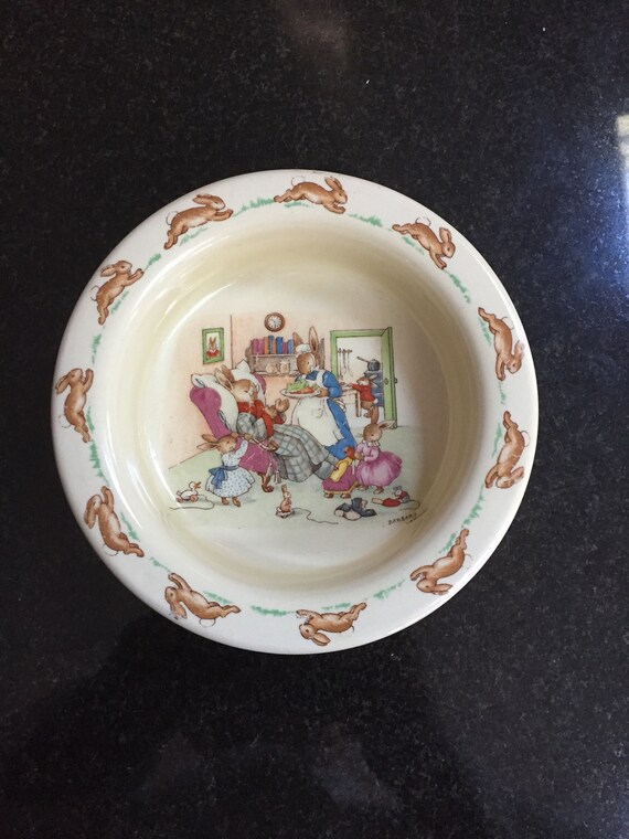 VINTAGE Royal Doulton BUNNYKINS Bowl Barbara Vernon Heavy Porridge Dish