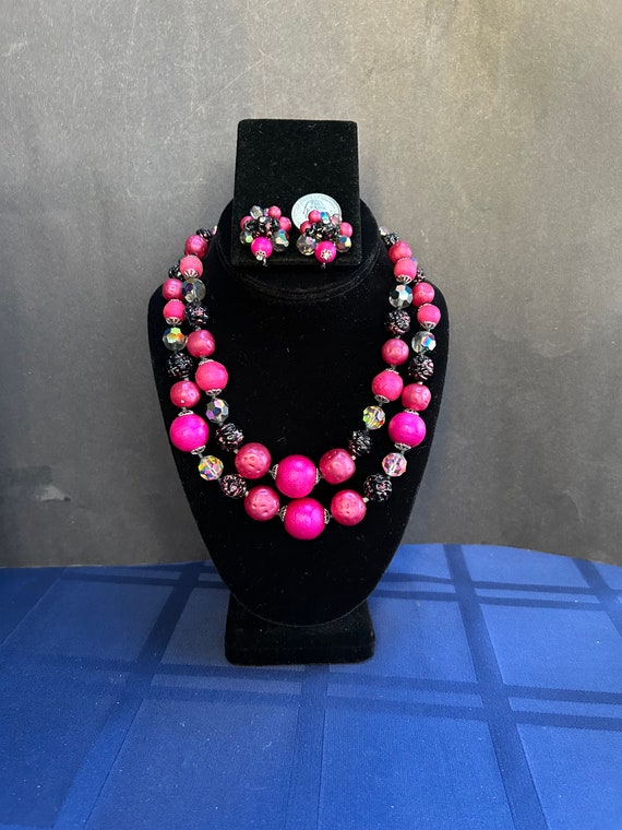 Spectacular Vintage VENDOME - Hot Pink Crystal Dou