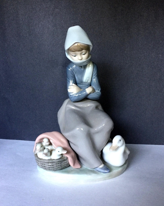 Retired Lladro Lladro Girl With Ducks W/ Seller Basket 1267 - Etsy