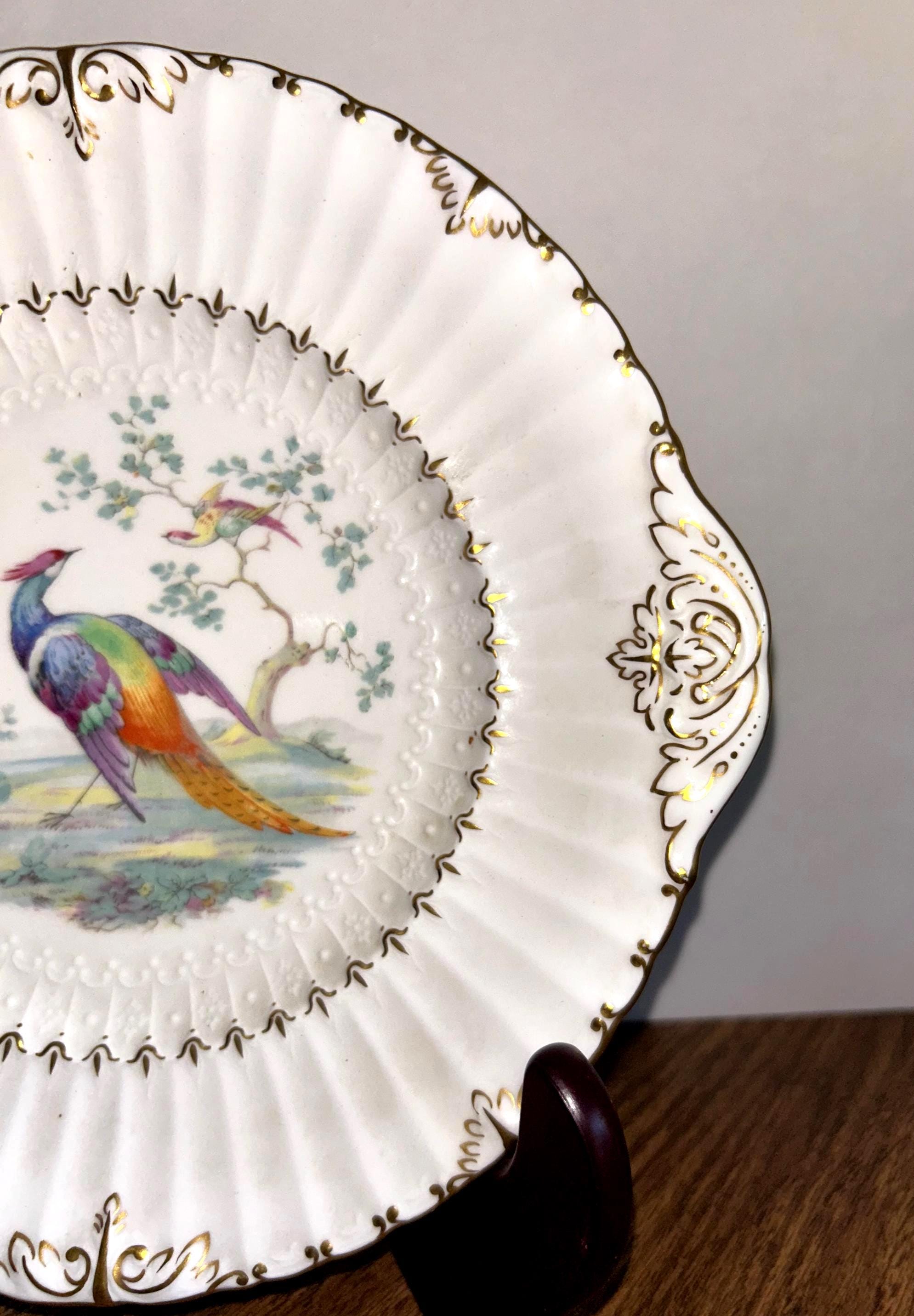 Vintage Royal Crown Derby Lowestoft Pheasant Pattern Cake/pastry