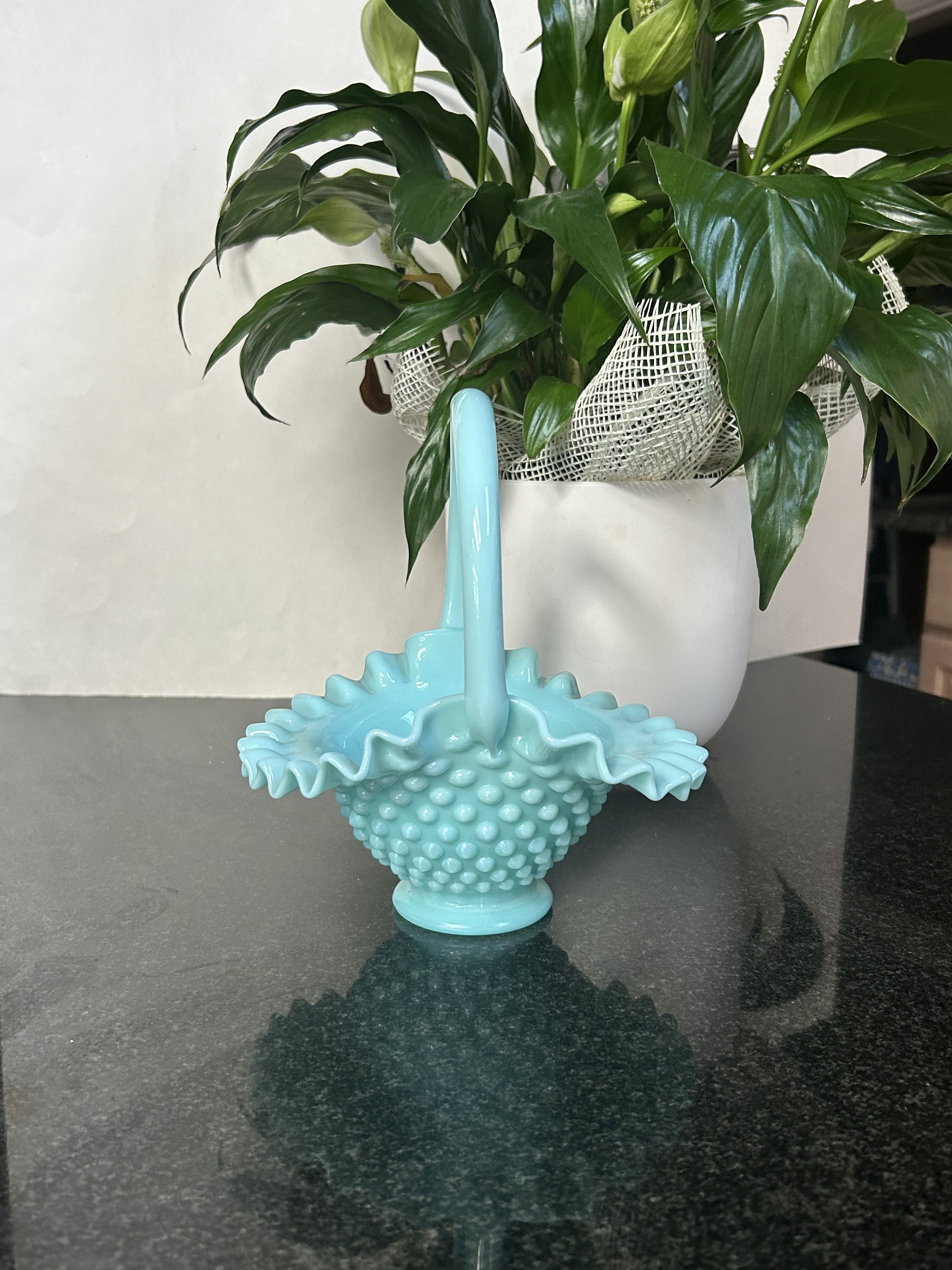 Vintage Fenton Pastel Turquoise Hobnail Basket 1956 - Etsy