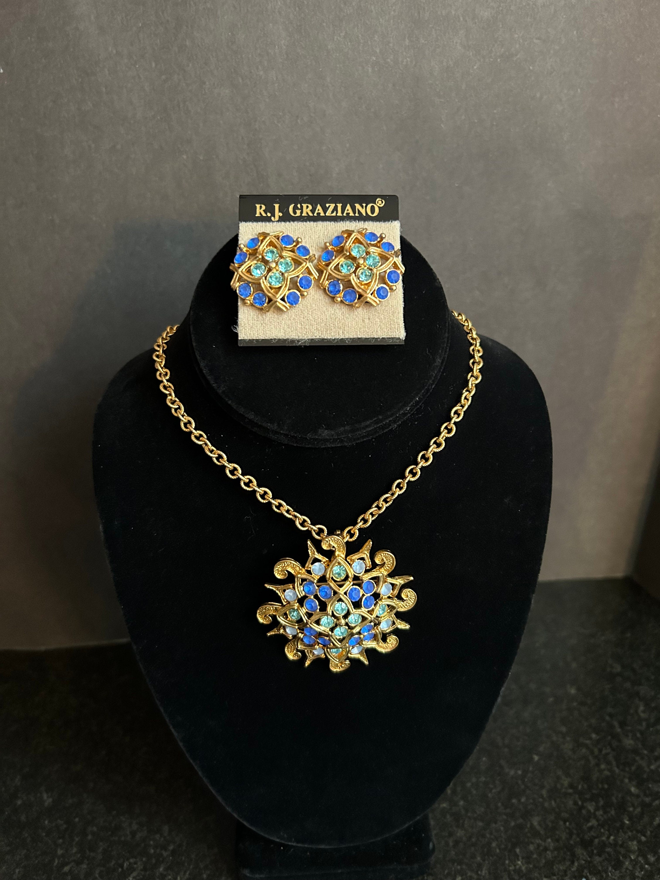 Vintage Graziano Necklace/Brooch and Clip-on earrings - Etsy 日本