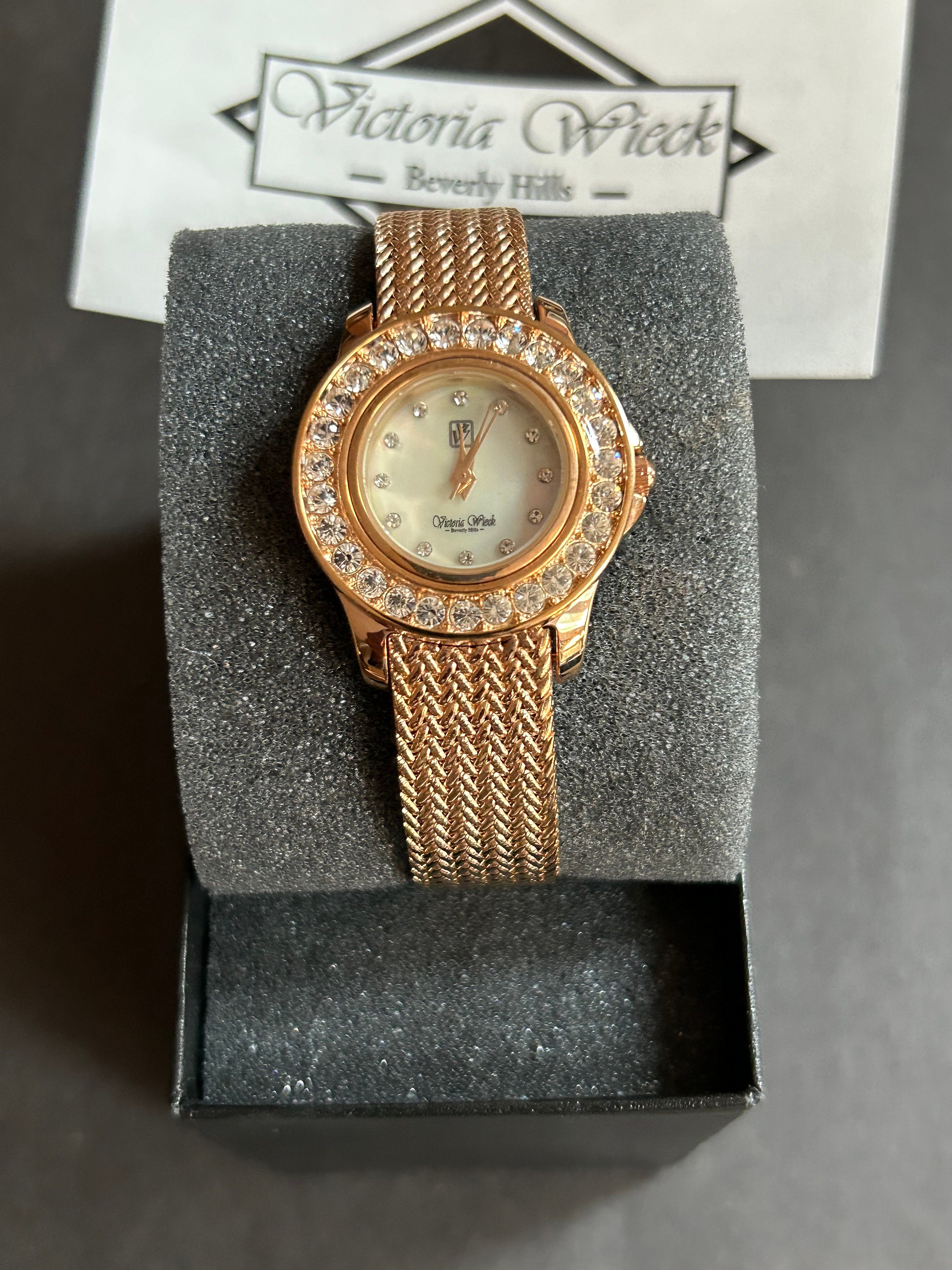 Vintage Victoria Wieck Beverly Hills Rhinestone Bezel Woven 