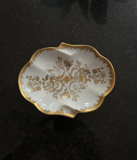 Pate De Limoges France Hand Painted Trinket/pin Dish Roses and
