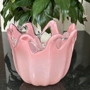 MURANO ITALY金彩 ピンクレースライン ピッチャー 花瓶 MURANO ITALY