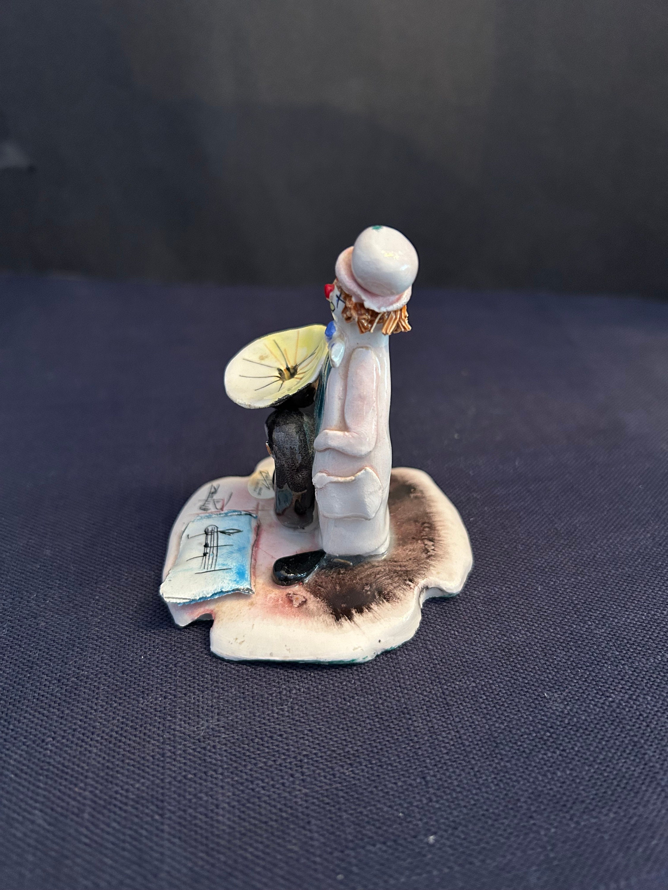 Vintage, Signed Lino Zampiva Small Porcelain Clown With Tuba