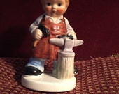 Vintage Goebel Figurine Working LITTLE BOY BLACKSMITH W. Germany 10 760 12 Anvil