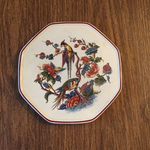 RARE!! Antique Villeroy & Boch Mettlach Porcelain 6-1/4&quot; Trivet Birds andFlowers
