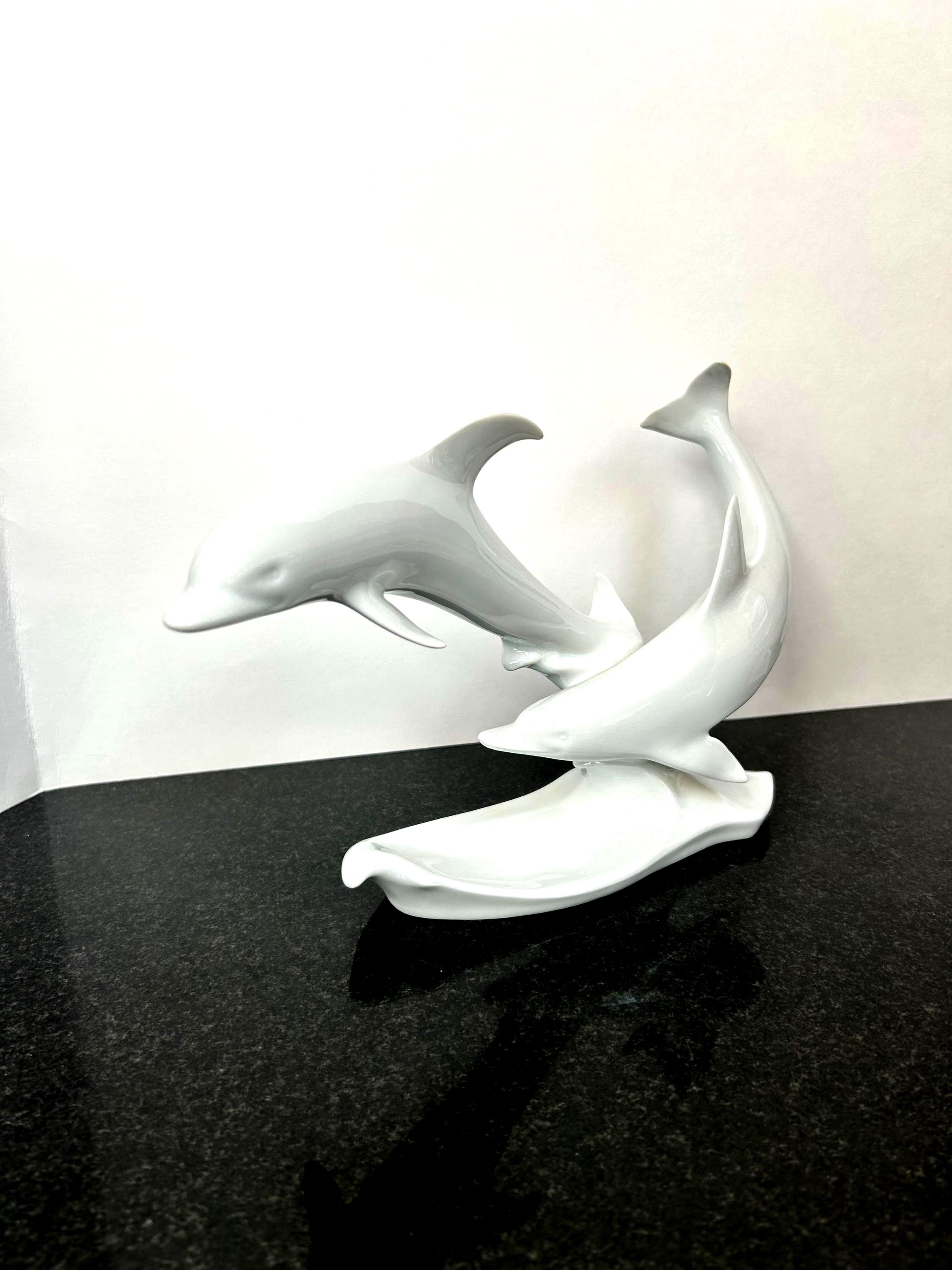 ALKA-KUNST Bavaria Káiser Collectible Porcelain Figurine “dolphins
