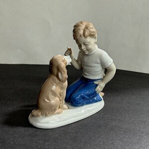 German Grafenthal Boy Speaks to Puppy Hand painted