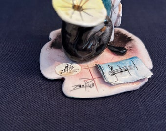 Vintage, Signed Lino Zampiva Small Porcelain Clown With Tuba