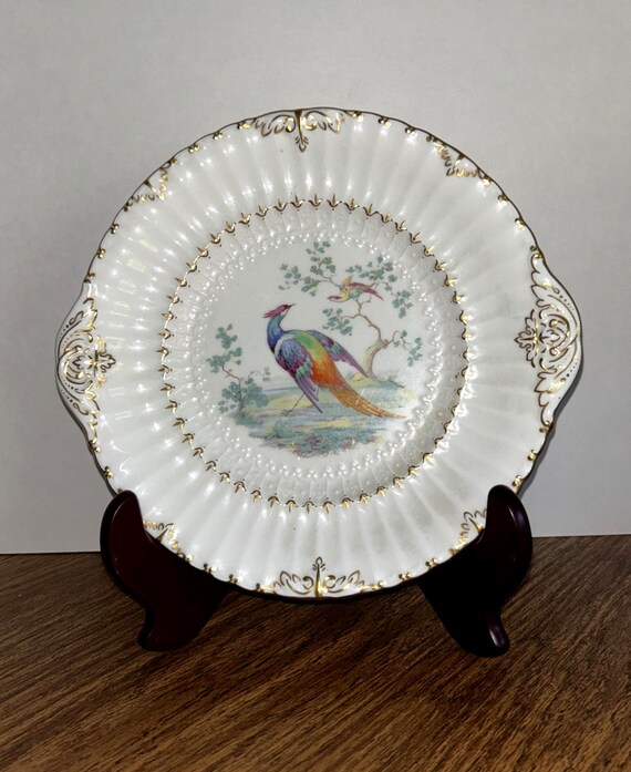 Vintage Royal Crown Derby Lowestoft Pheasant Pattern Cake/pastry