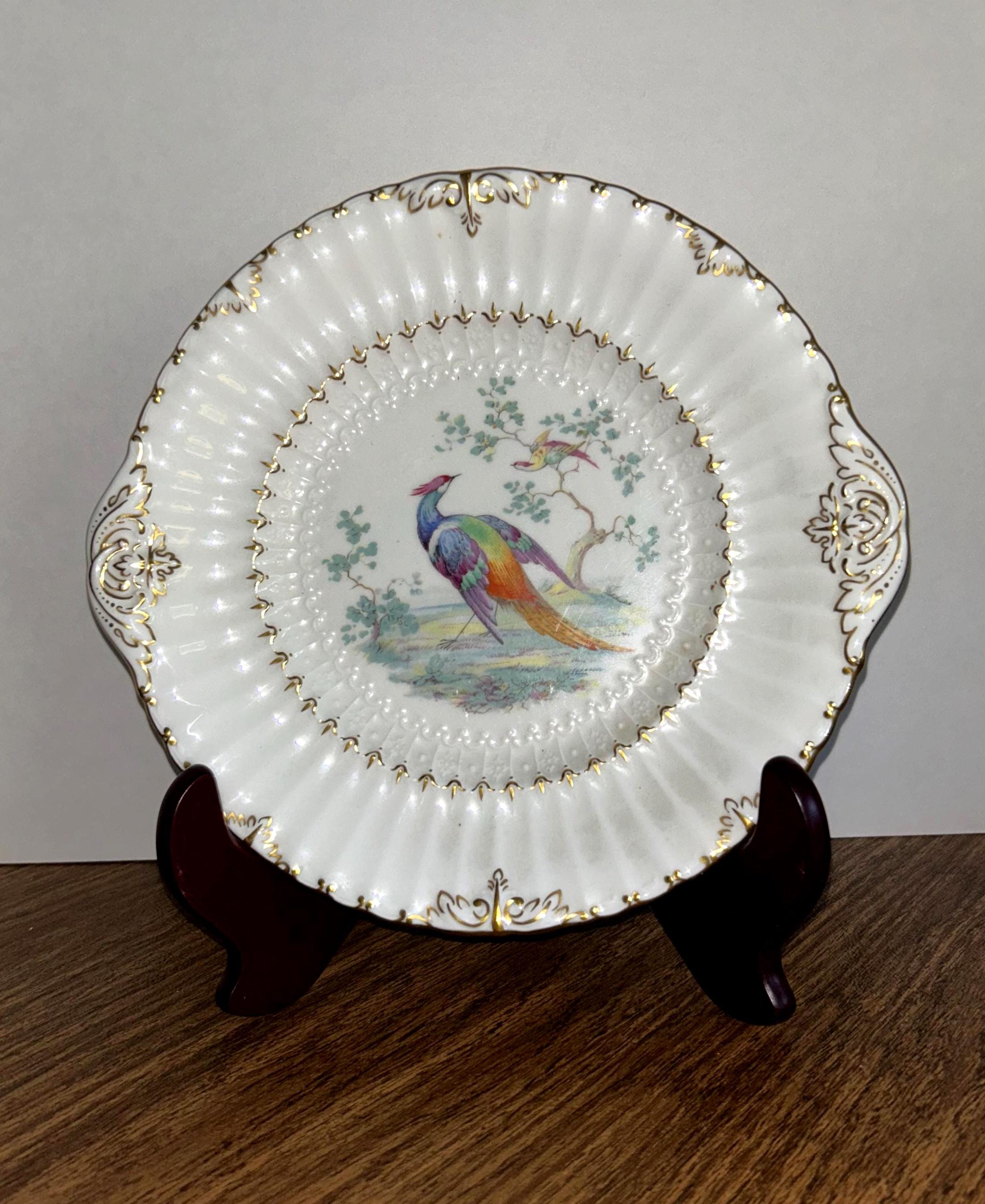 Vintage Royal Crown Derby Lowestoft Pheasant Pattern Cake/pastry