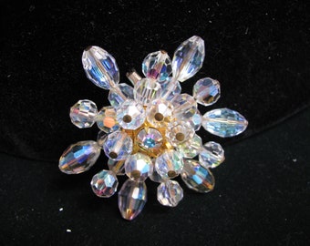 ボールカットオーロラ ガラス ヴィンテージ ブローチ 硝子 ボールカットオーロラ ガラス ヴィンテージ ブローチ 硝子