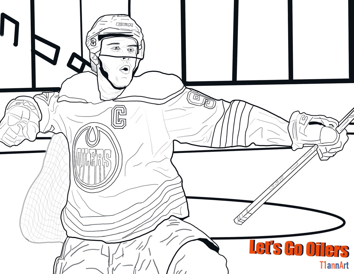 Connor Mcdavid Colouring Pages Edmonton Oilers NHL Playoffs 2023 NHL