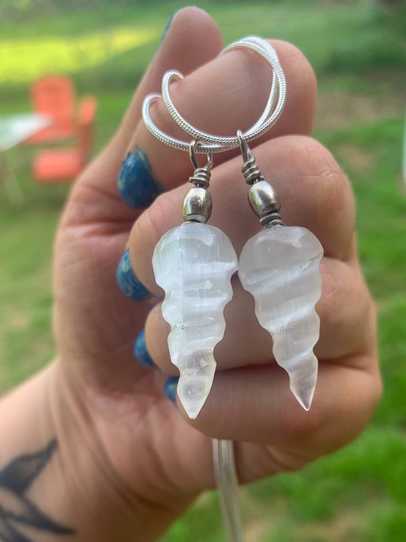 Selenite Unicorn Horn Necklace