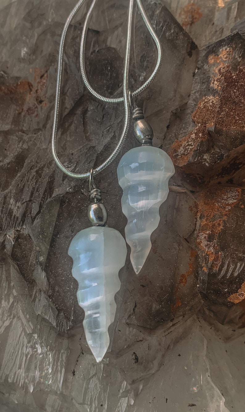 Selenite Unicorn Horn Necklace