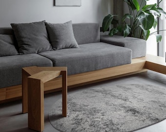 Handmade Felted Wool Rug – Gray Marble Pattern | Soft Natural Wool Mat for Cozy Home & Modern Interior