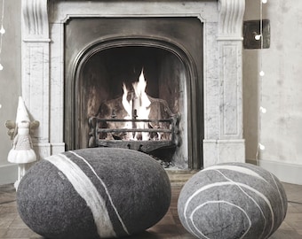 Natural felted wool. Sea Set. Like real stones. KATSU is a wool cushions, pillows, ottomans and poufs.