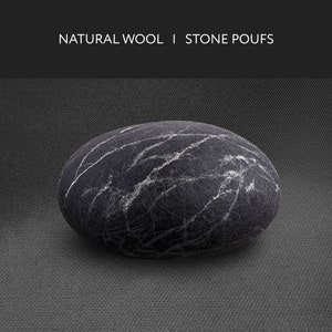 Natural felted wool. Soft stone-pouf. Model Black marble. Like real rock and stone. KATSU is a wool ottomans, pillows, cushions and poufs image 1