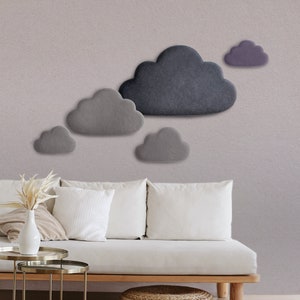 KATSUの装飾吸音パネル「Clouds」のセット。天然ウールをフェルト加工。まるで石のような風合い。