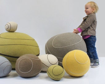 Set of 9 stones for active children's spaces "KidSet".  KATSU is a stone-like ottomans, cushions, pillows and poufs. High wear resistance!