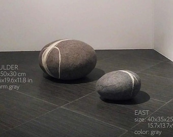 Pouf Stone, Wool Felted Ottoman and Footstool, Floor Cushion, Rock Pillow : model 'East' KATSU
