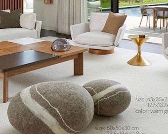 Pouf Felted Wool Stone Ottoman Footstool :  Rock model "Sea Boulder"