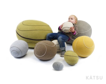 Set of 9 stones for active children's spaces "KidSet".  KATSU is a stone-like ottomans, cushions, pillows and poufs. High wear resistance!