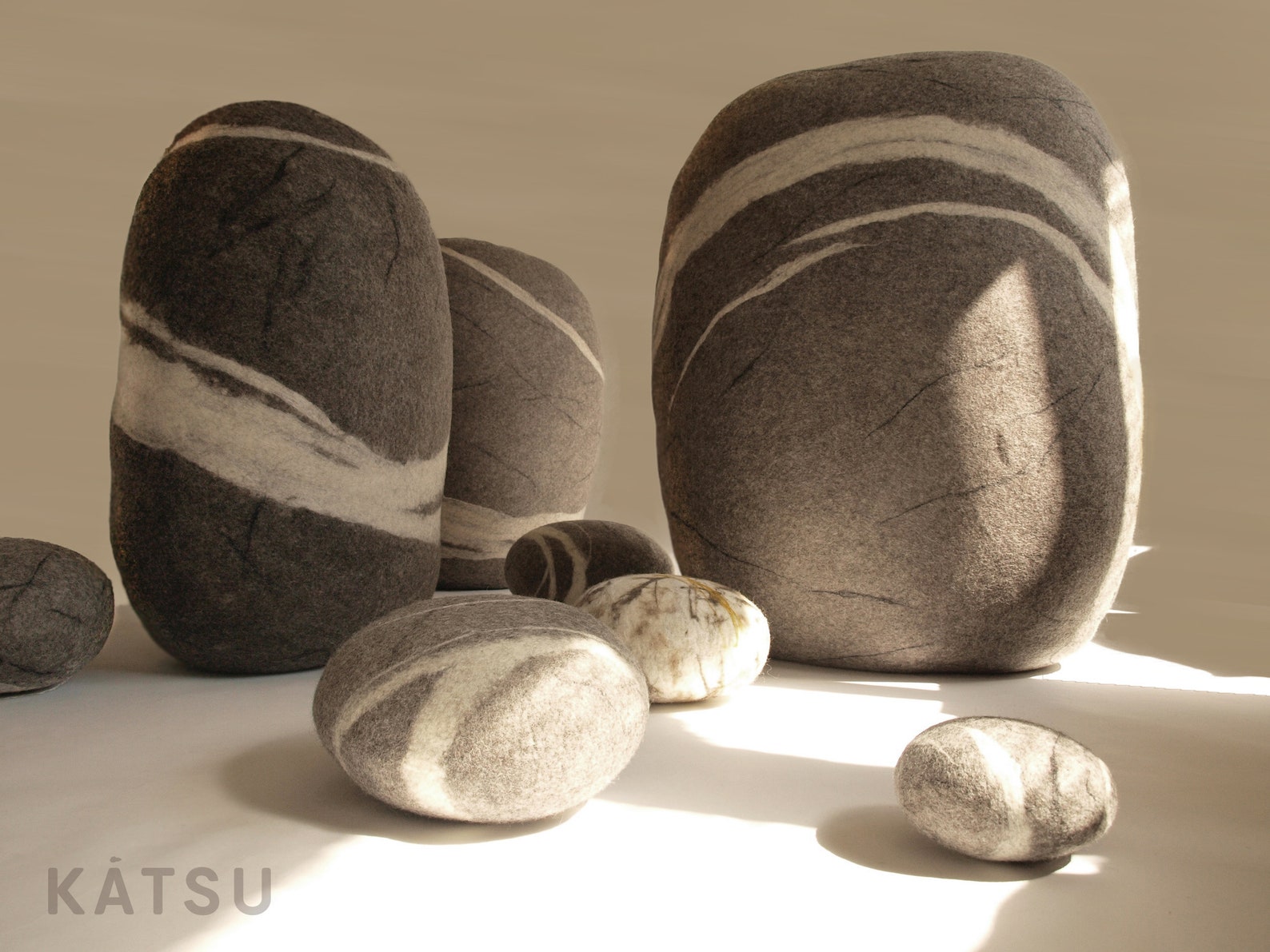 Natural felted wool. Soft stonepouf. Model Giant Etsy