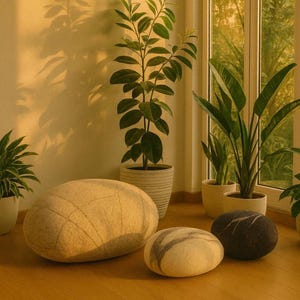 Poufs &quot;Sunset &quot;. KATSU is a wool cushions, pillows, ottomans and poufs