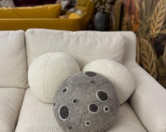 Pouf Stone Wool Felted Ottoman and Footstool: model "Astro"