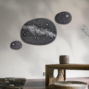 Set decoratief akoestisch paneel van KATSU &quot;Milky Way&quot;. Gevilte natuurlijke wol.