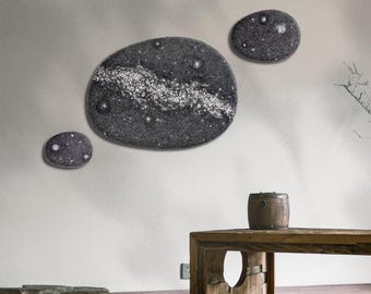 Set of decorative acoustic panel by KATSU "Milky Way". Felted natural wool.