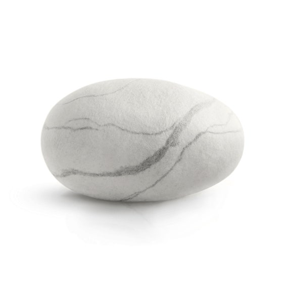 Natural felted wool. Soft stone-pouf. Model *White Zen*. Like real rocks and stones. KATSU is a wool ottomans, pillows, cushions and poufs