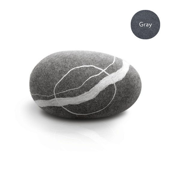 Natural Felted Wool. Soft Stone pouf. Model sea Boulder. Like Real