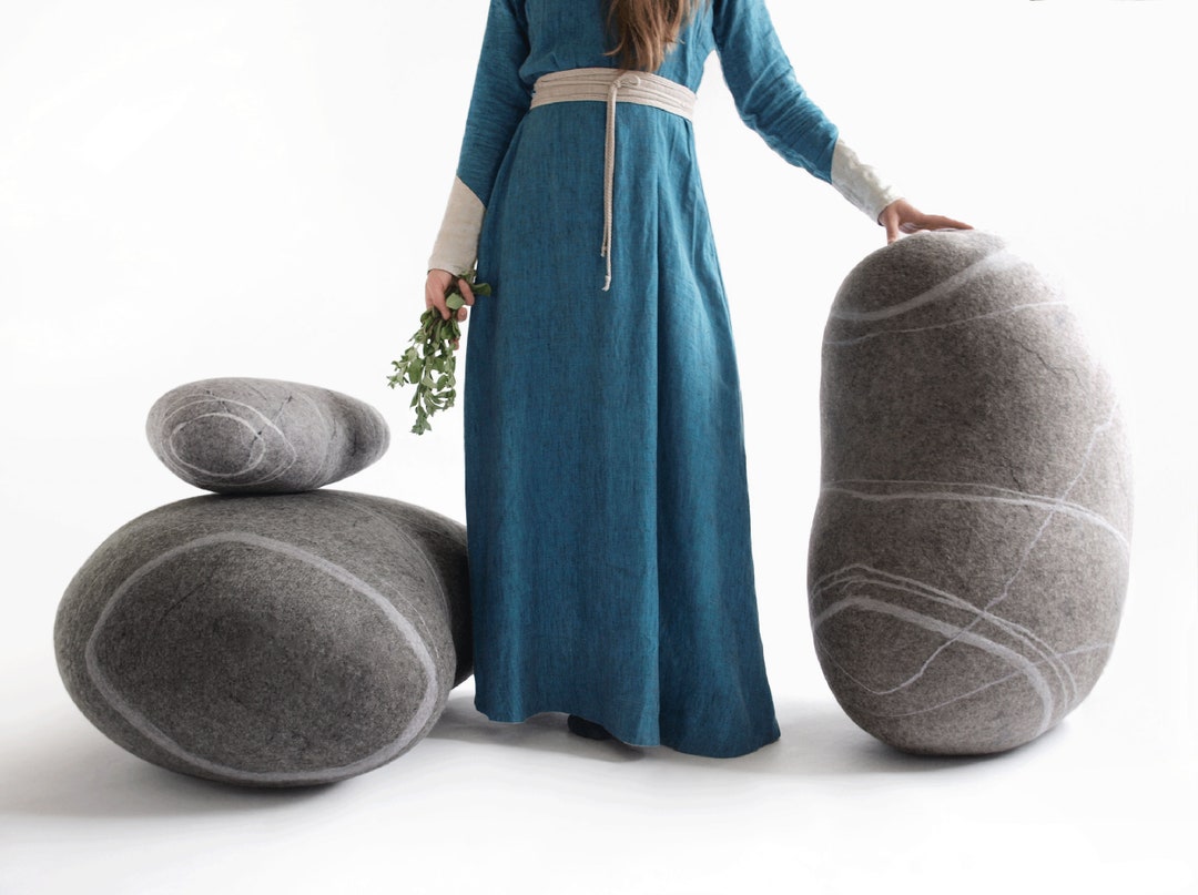 Natural Felted Wool. Soft Stonepouf. Model scandinavian Etsy