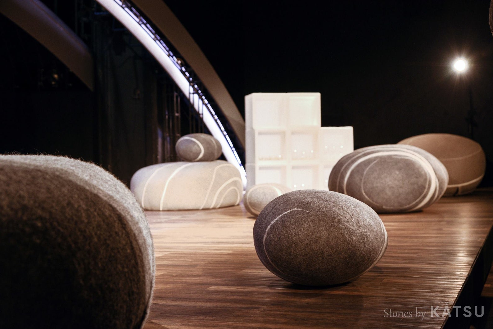 Natural felted wool. Soft stonepouf. Model Giant Etsy