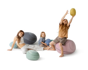 Set of 9 stones for active children's spaces "KidSet Luna".  KATSU is a stone-like ottomans, cushions, pillows and poufs.