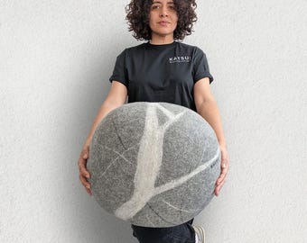 IN STOCK -30%. Soft stone-pouf KATSU, model «Haiku». Like real rocks and stones. Wool ottomans, pillows, cushions and poufs